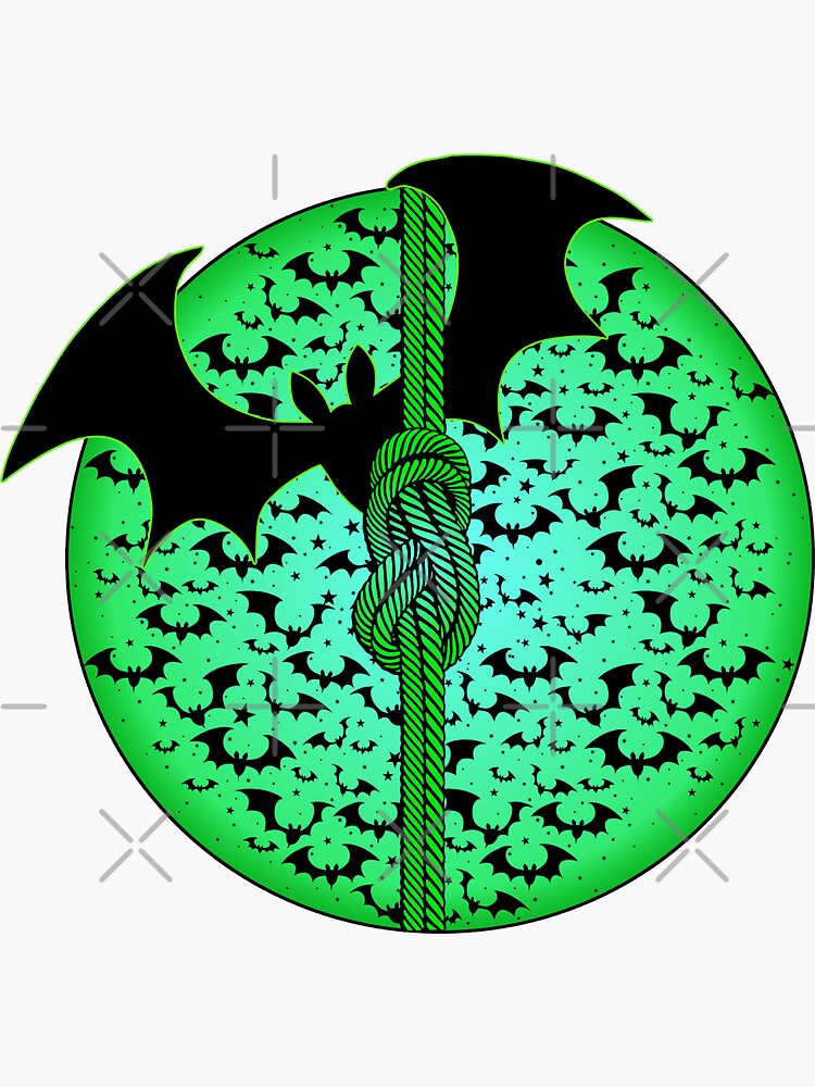 "Bat and Rope Knot Neon Green Climbing" Sticker for Sale by