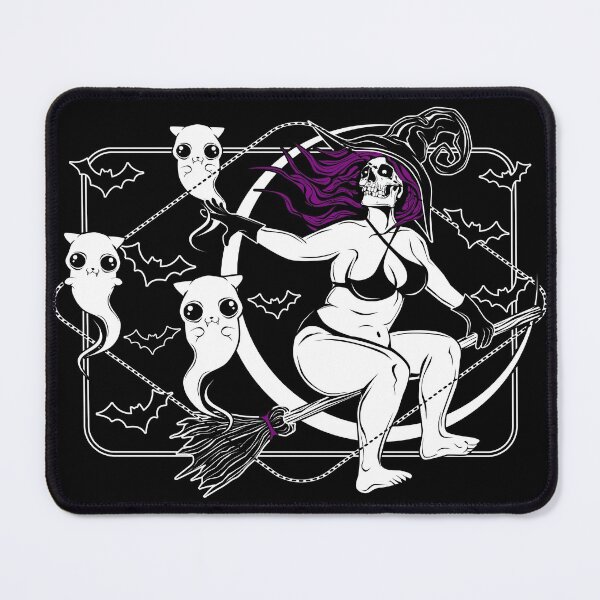 Item preview, Pin-up witch and her ghost kitties designed and sold by vonKowen.