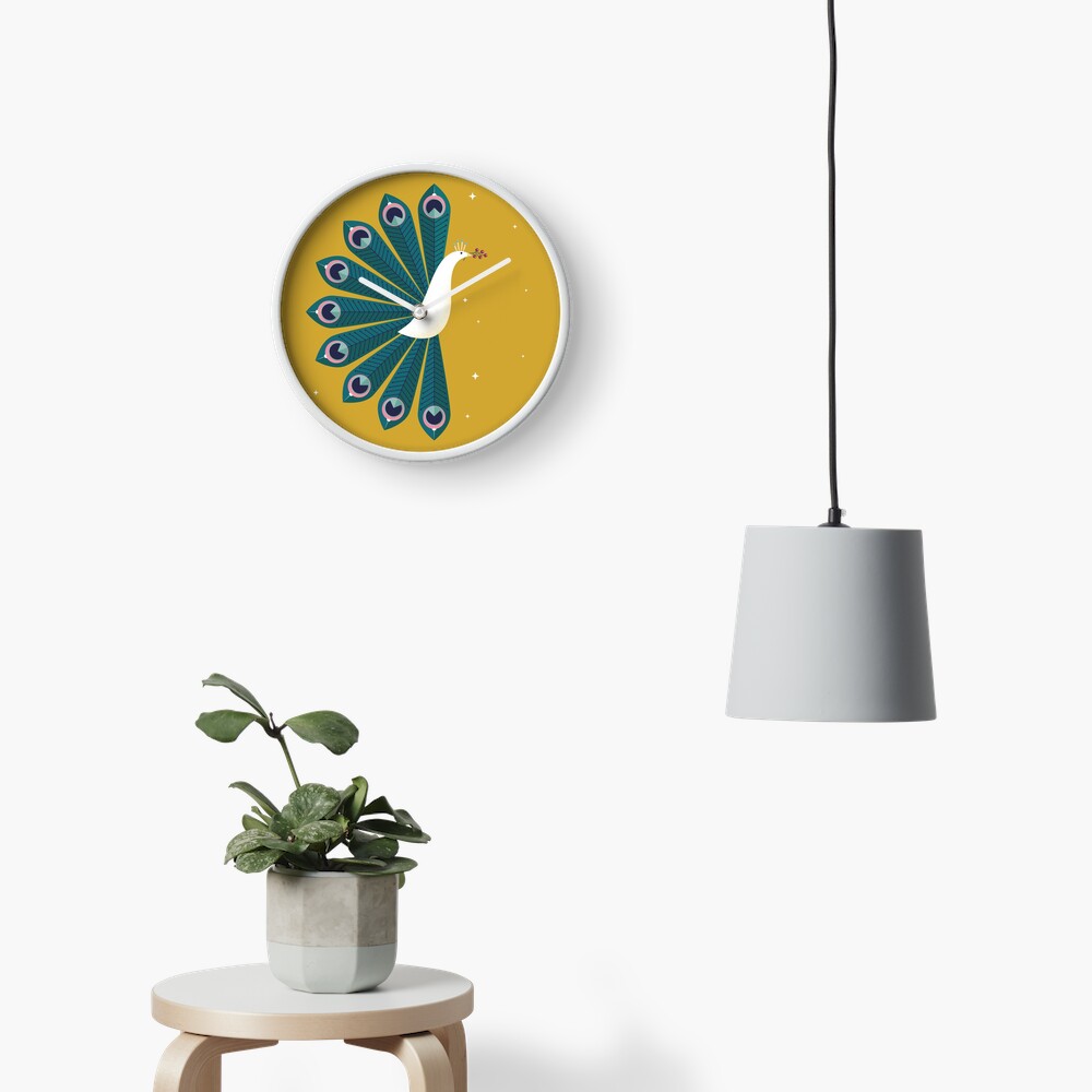 Ornamental Peacock on Gold Clock