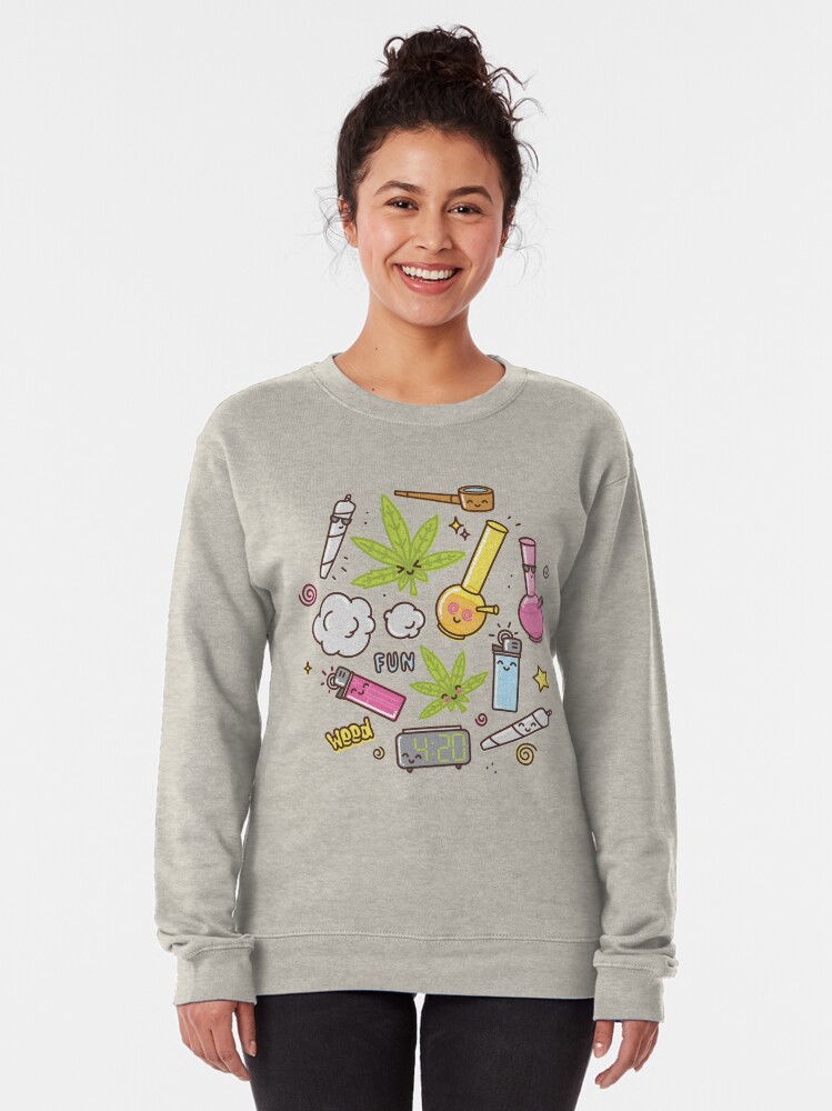 Alternate view of Kawaii marijuana / Cute weed Pullover Sweatshirt