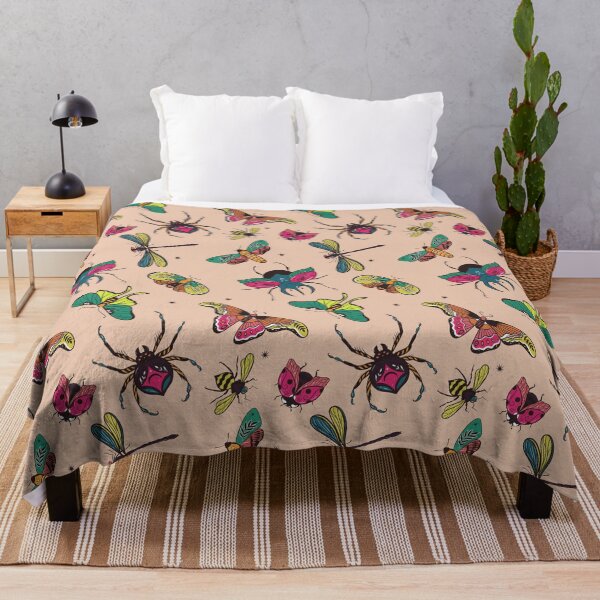 Item preview, pattern with colorful insects designed and sold by burbura.