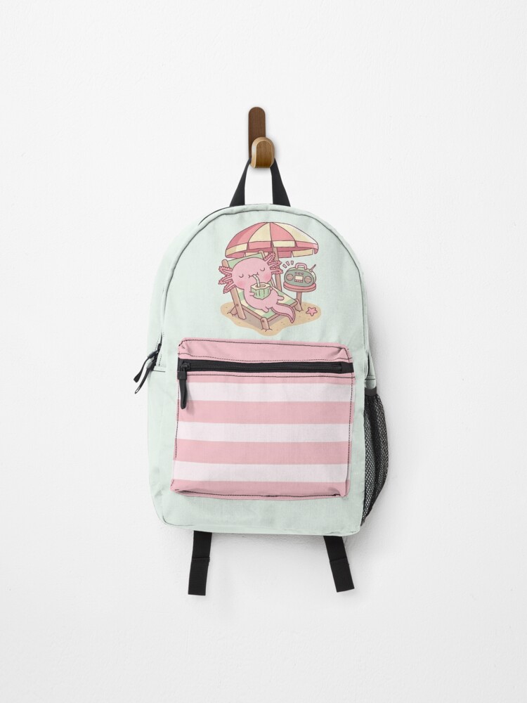 Cute Axolotl Chilling At The Beach Backpack for Sale by