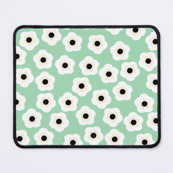 Item preview, Retro 60s flowers pattern - white flowers on green background designed and sold by kapotka.