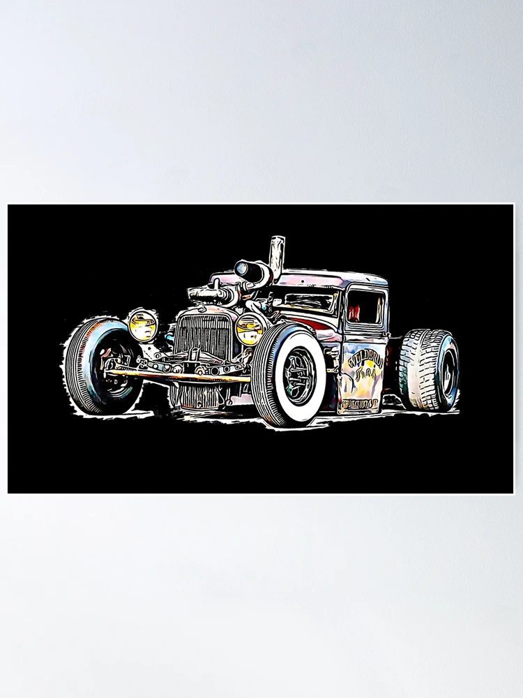 Rust Bucket Outline Rat Rod Hot Rod Poster for Sale by