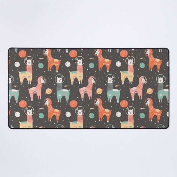 Astronaut Llamas in Space Desk Mat