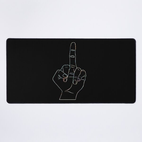 Black middle finger Desk Mat