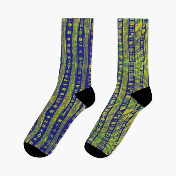 Item preview, Blue Ladders on Grey and Green, Gelli Print, Abstract Art designed and sold by ReinyBrain.