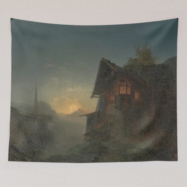 Artikelvorschau, Mountain Village in the Moonlight - Bernhard Stange entworfen und verkauft von Vintage Designs +.
