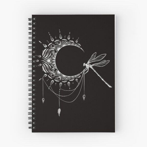 Item preview, Intricate Half Crescent Moon with Dragonfly Tattoo Design designed and sold by Tyler Rosso.
