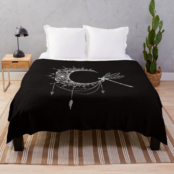 Item preview, Intricate Half Crescent Moon with Dragonfly Tattoo Design designed and sold by Tyler Rosso.