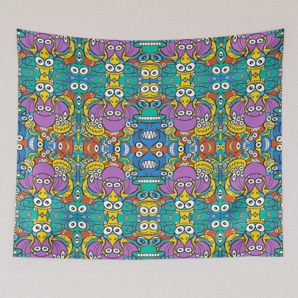 Item preview, Whimsical critters playing a real serious role while posing for a pattern design designed and sold by Zoo-co.