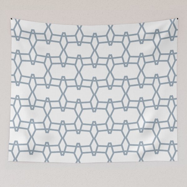 Item preview, Blue and White Tessellation Line Pattern 9 - 2022 Popular Color Sherwin Williams Aleutian SW 6241 designed and sold by ColorOfTheYears.