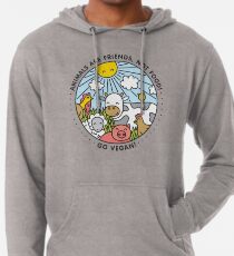 Tiere sind Freunde, nicht Essen. Zum Veganer werden! Leichter Hoodie