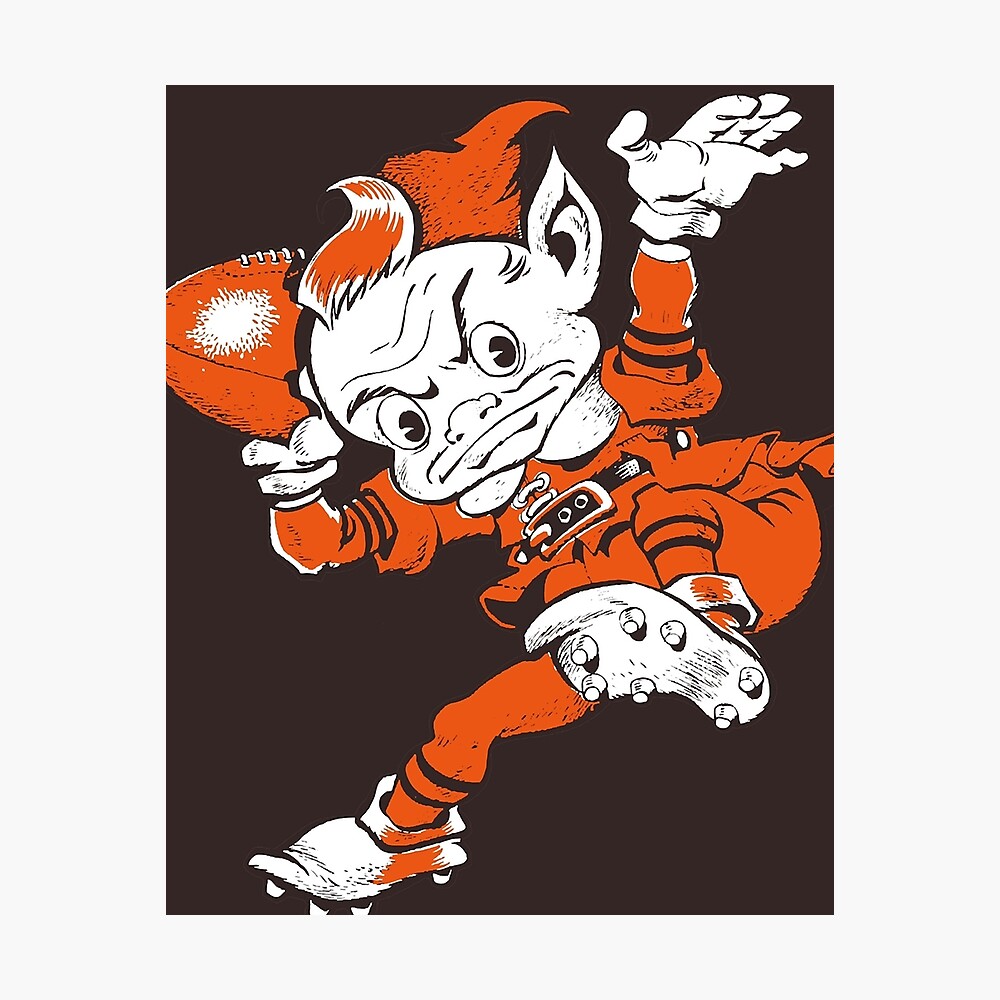 Cleveland Browns Brownie The Elf 22.4'' x 34'' Magnetic Framed Retro Logo  Poster