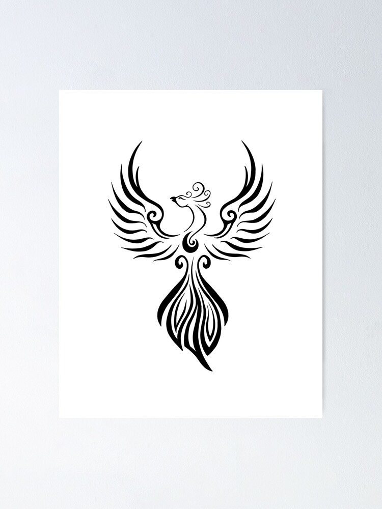 Tribal Phoenix Minimalist Intricate Tattoo Design Poster For Sale By   Fposter,small,wall Texture,product,750x1000 