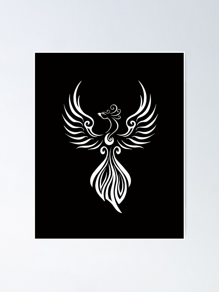An eerie phoenix with dark, minimalist design on Craiyon