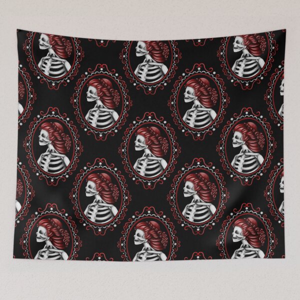 Item preview, Red Skeleton Girl in Frame Cameo designed and sold by DeneboArt.