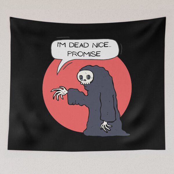Item preview, I'm Dead Nice...Promise Cartoon Halloween Skeleton Grim Reaper designed and sold by chloeinca.