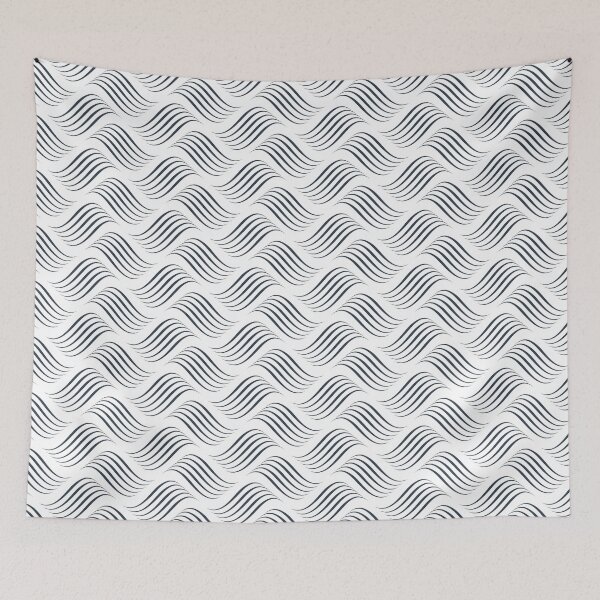 Item preview, Navy Blue and White Wavy Tessellation Line Pattern - 2022 Popular Color Sherwin Williams Naval SW 6244 designed and sold by ColorOfTheYears.