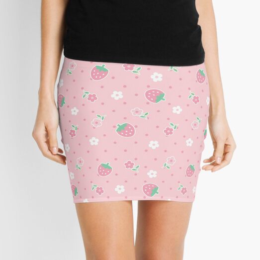 pink skirt with strawberries