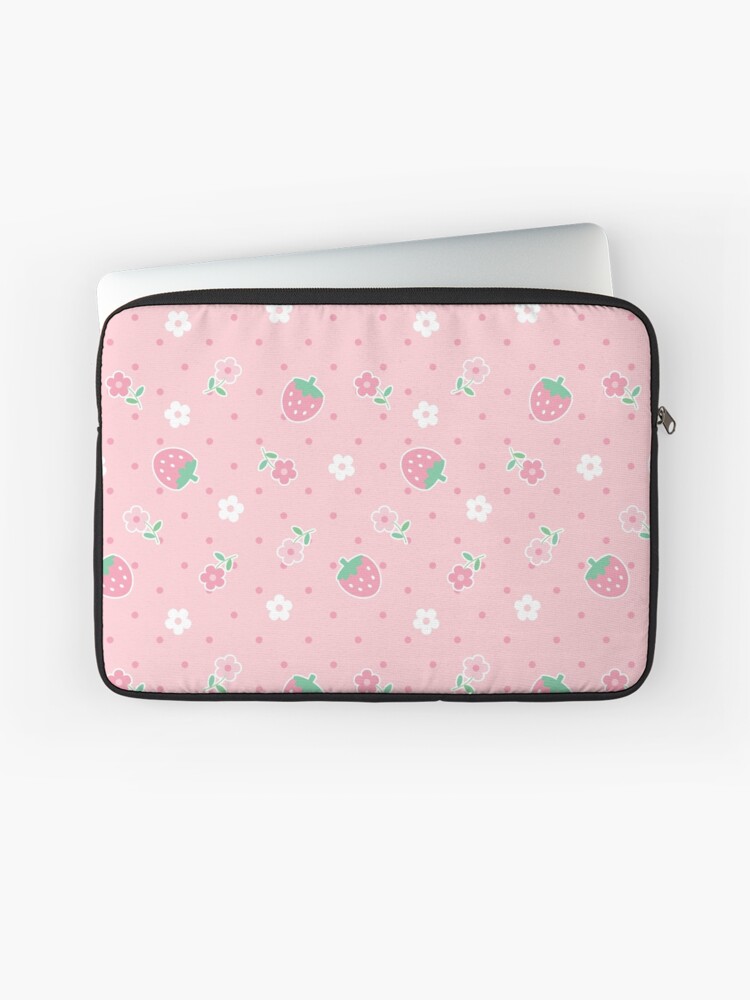 Strawberries Pink Flowers Dots Kawaii Cute Pastel Laptop Sleeve for Sale by candymoondesign Redbubble