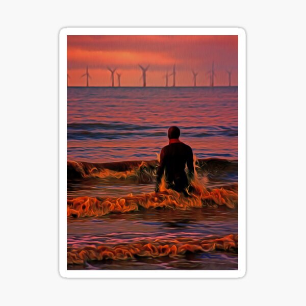 In the surf at Sunset Sticker