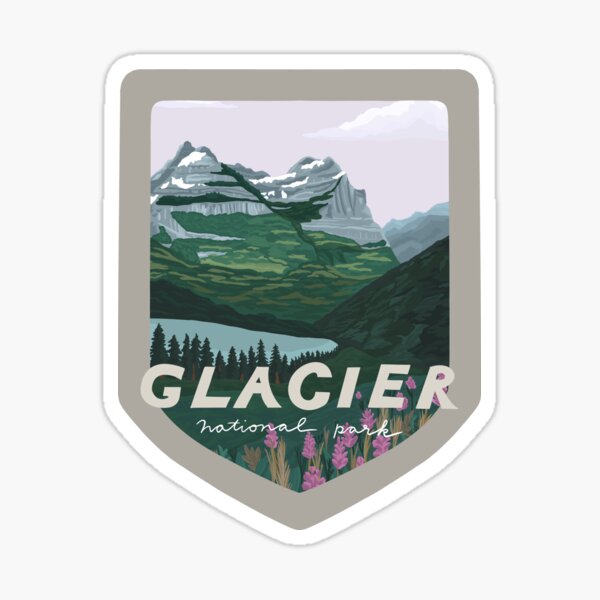 Artikel-Vorschau von Glacier Nationalpark, Montana, Nationalparks Illustration, Vintage-Stil, designt und verkauft von marywilder.