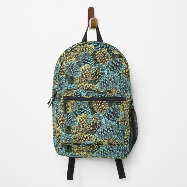 Item preview, Pinecones Gold and Cyan on Evergreen Repeat 5748 designed and sold by Art in My Loft.