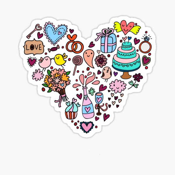 "love heart art" Sticker by MetzkaDesigns Redbubble