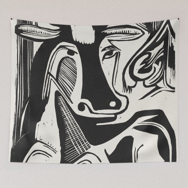 Artikelvorschau, Expressionistisches Gemälde Die große liegende Kuh (1929) von Ernst Ludwig Kirchner entworfen und verkauft von Designedbysm.