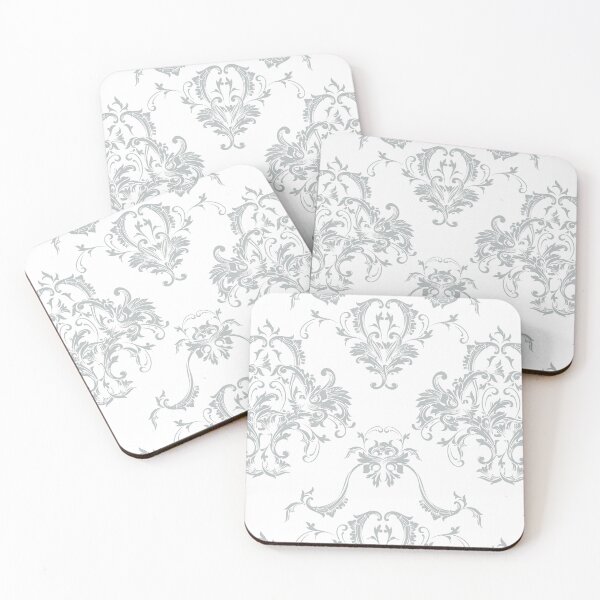 Item preview, Gray and White Damask Scroll Baroque Pattern - 2022 Popular Color Sherwin Williams Samovar Silver SW 6233 designed and sold by ColorOfTheYears.