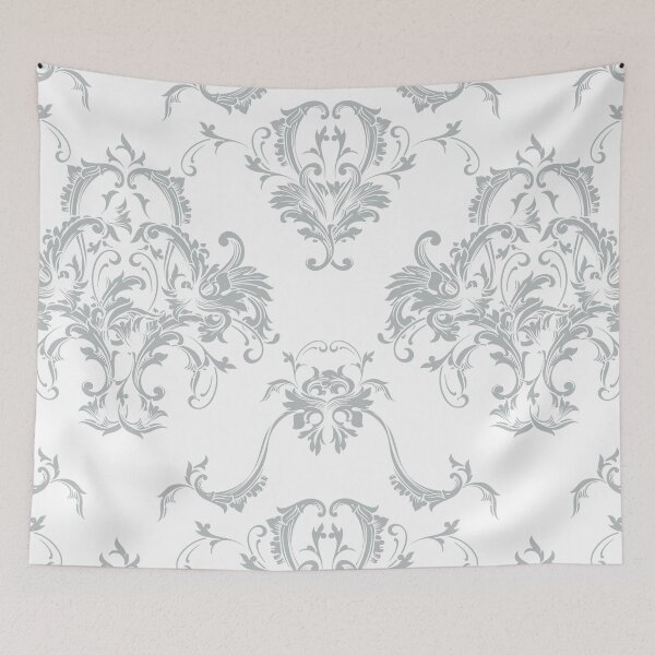 Item preview, Gray and White Damask Scroll Baroque Pattern - 2022 Popular Color Sherwin Williams Samovar Silver SW 6233 designed and sold by ColorOfTheYears.