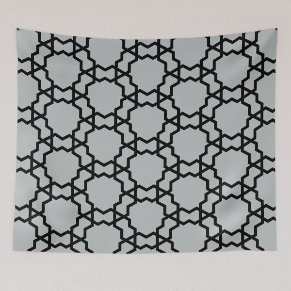 Item preview, Gray and Black Overlapping Shape Tile Pattern - 2022 Popular Color Sherwin Williams Samovar Silver SW 6233 designed and sold by ColorOfTheYears.