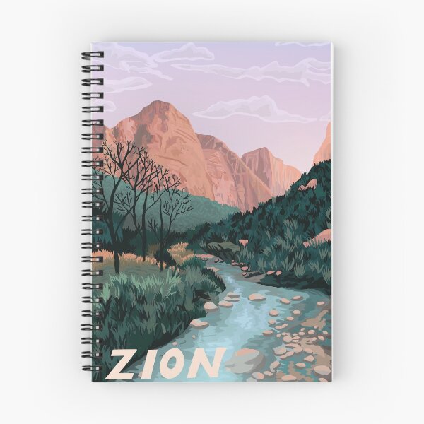 Item preview, Parque Nacional Zion, Utah, Arte de parques nacionales, Angels Landing Illustrated, Estilo vintage designed and sold by marywilder.