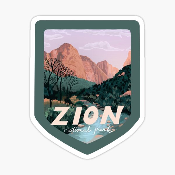 Vista previa del artículo con la obra «Parque Nacional Zion, Utah, Arte de parques nacionales, Angels Landing Illustrated, Estilo vintage», diseñado y vendido por marywilder.