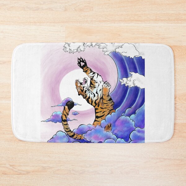 Item preview, Exotic Tiger Jumping Out of Japanese Style Waves and Clouds designed and sold by Tyler Rosso.