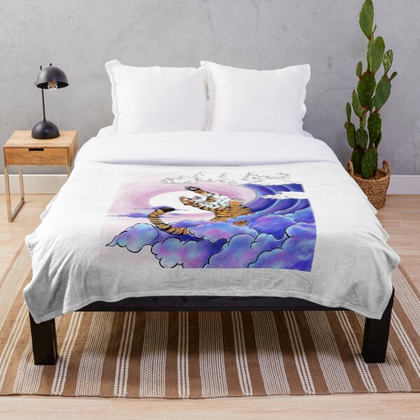 Aperçu de l'œuvre Tigre exotique sautant des vagues et des nuages de style japonais créée et vendue par Tyler Rosso.