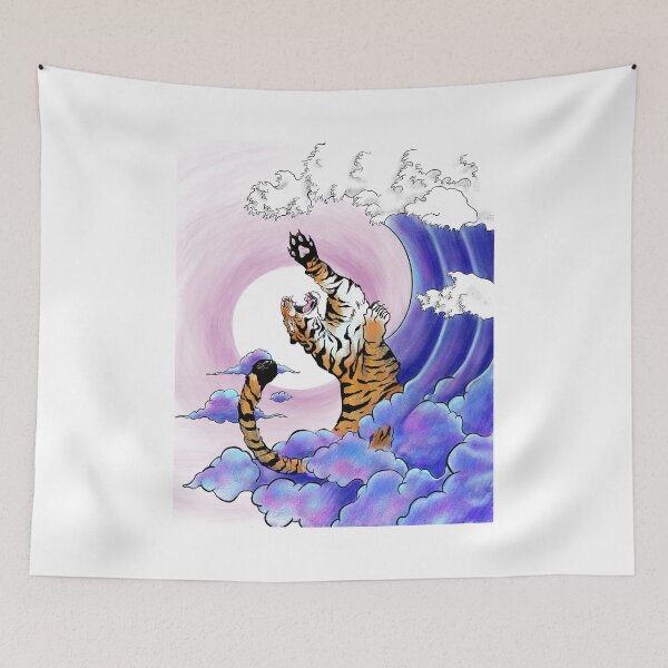 Item preview, Exotic Tiger Jumping Out of Japanese Style Waves and Clouds designed and sold by Tyler Rosso.