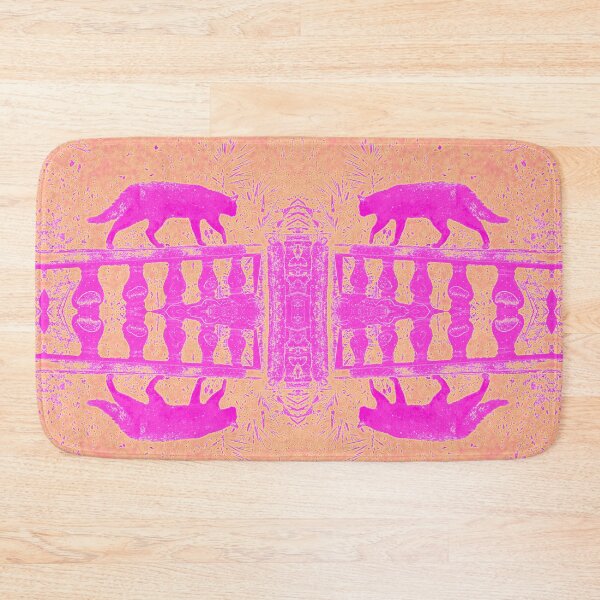 Item preview, Pink Cat Walking on Ornate Fence Orange designed and sold by SpiritGifts.