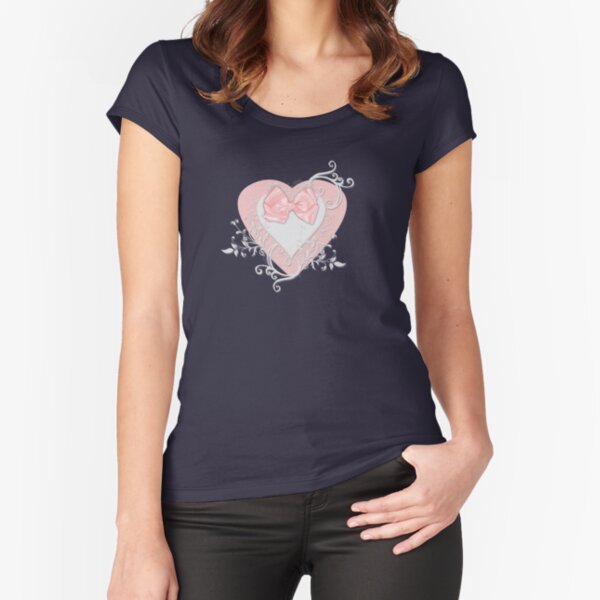 Flower Necktie Hearts Fitted Scoop T-Shirt
