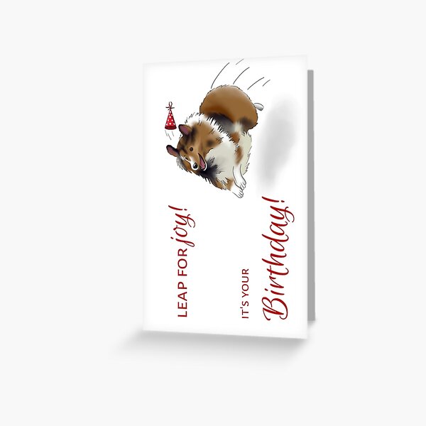Item preview, Happy Birthday Sheltie Jumping | Shetland Sheepdog Birthday designed and sold by ElysianCreation.