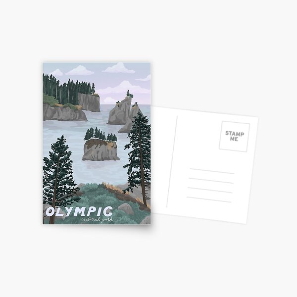Item preview, Olympic National Park, Washington, Pacific Northwest Art, National Parks Illustrated designed and sold by marywilder.