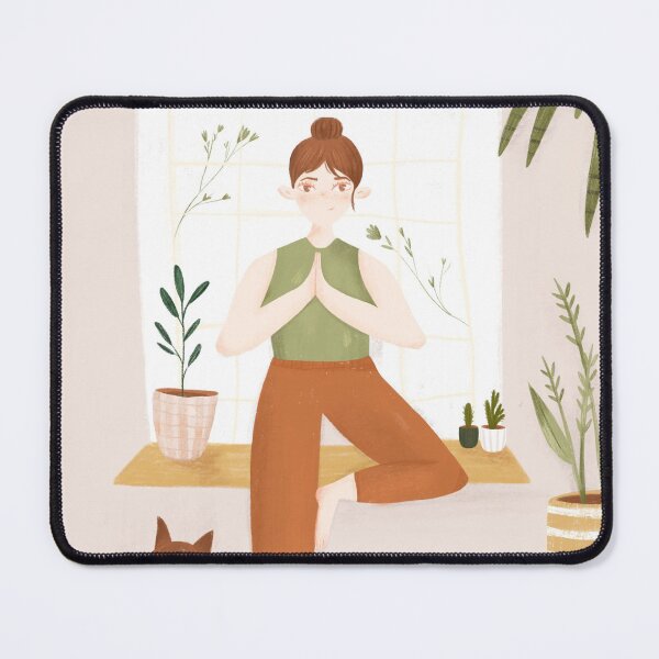Item preview, Girl doing yoga with her pet designed and sold by mikhaleeevich.