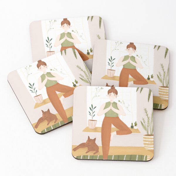 Item preview, Girl doing yoga with her pet designed and sold by mikhaleeevich.