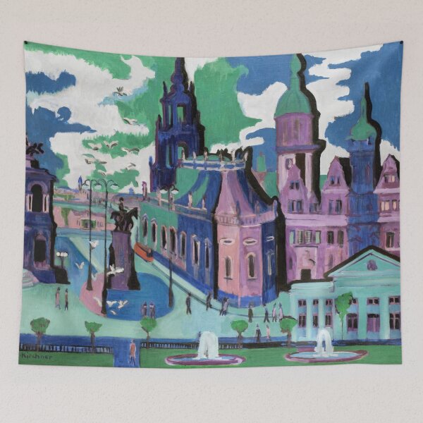 Item preview, Expressionist Painting View of Dresden: Schlossplatz (1926) by Ernst Ludwig Kirchner designed and sold by Designedbysm.