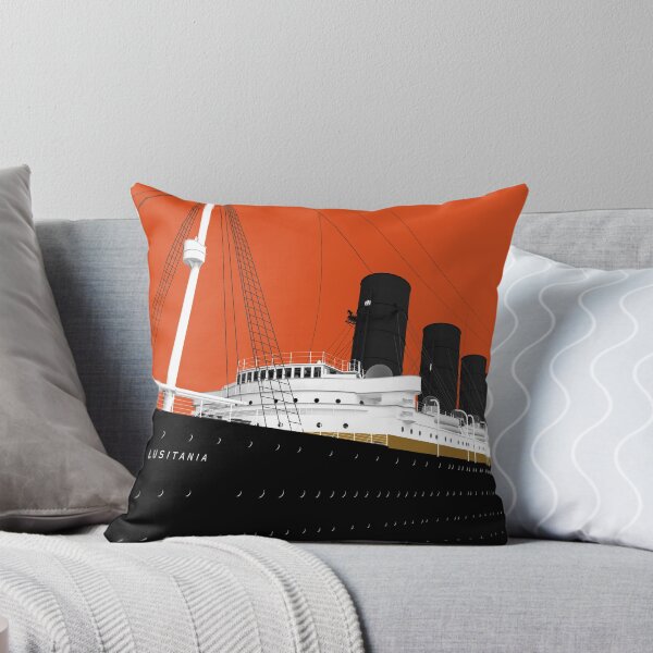 RMS Lusitana - PopArt in Cunard Red Dekokissen