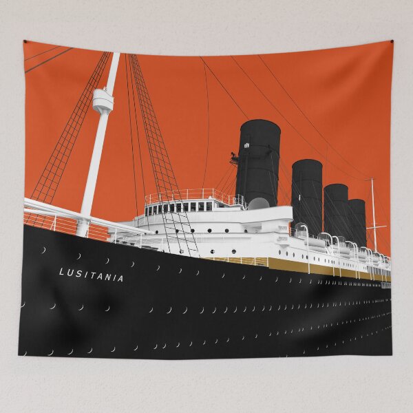 Item preview, RMS Lusitana - PopArt in Cunard Red designed and sold by Historical Ocean Liners.