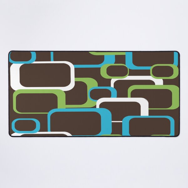 Item preview, Retro Squares Pattern Blue Green White Brown designed and sold by ValeriesGallery.