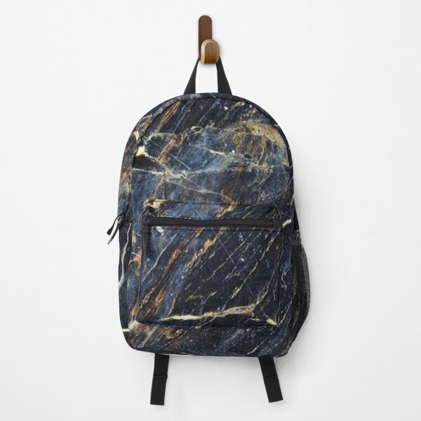 Item preview, Navy blue and gold streaks marble print designed and sold by HadeeeeL.