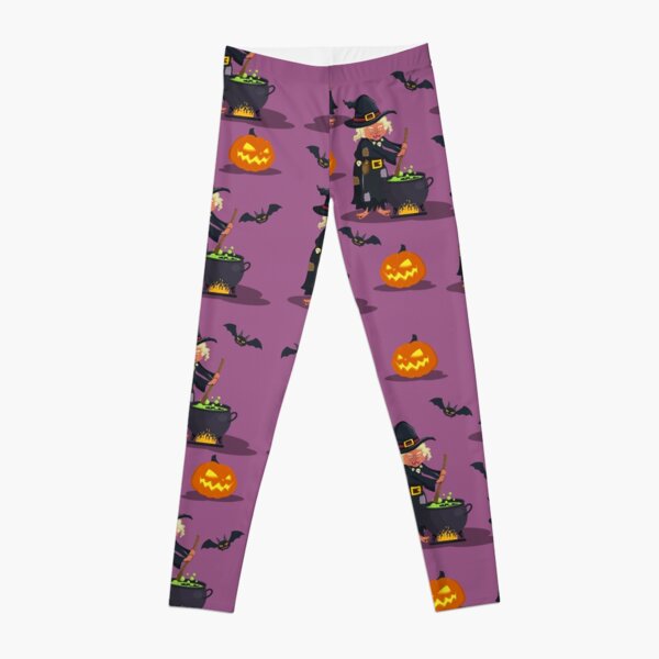 Witch and Pumpkin Pattern for Halloween Leggings